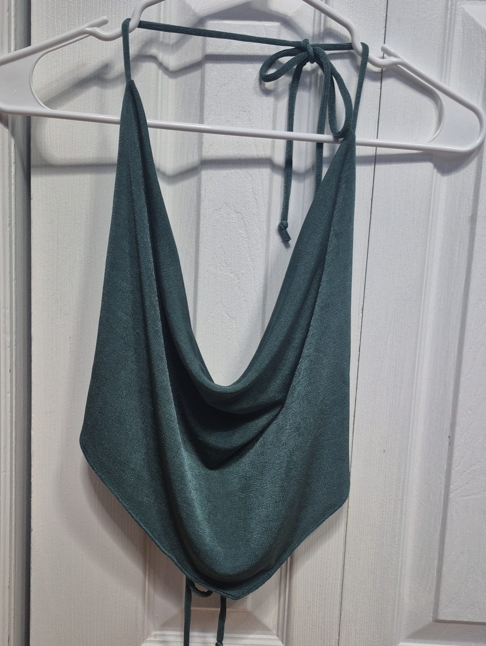 Garage Teal Green Halter Cowl Neck Crop Top
